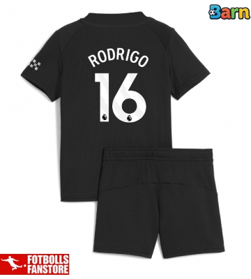 Manchester City Rodri Hernandez #16 Bortatröja Barn 2025-26 Kortärmad (+ Korta byxor)